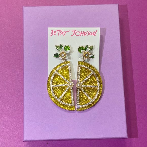 NWT Betsey Johnson Lemon Slice Earrings - Picture 5 of 6